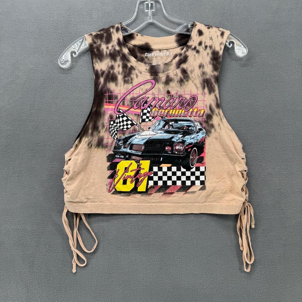 Chemistry Camaro Berlinetta Muscle Tank Top Tie Dye Brown Lace Up Side Small